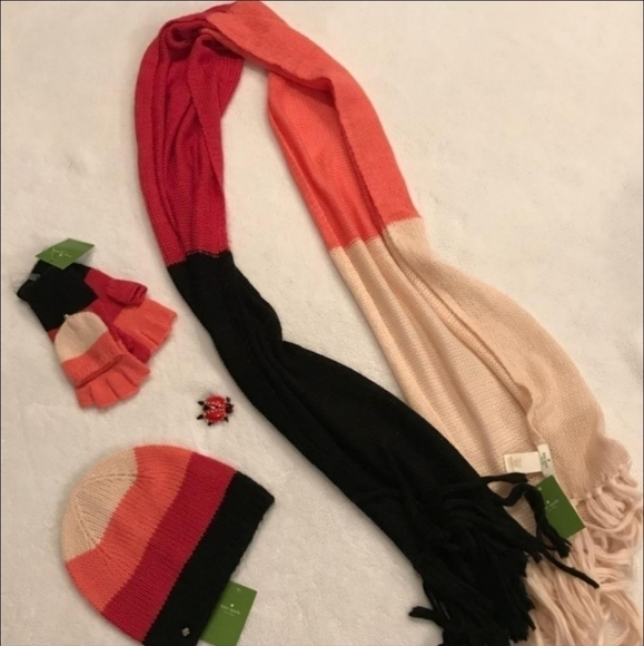 kate spade Accessories - KATE SPADE BEGONIA BLOOM SCARF, BEANIE, AND MITTENS